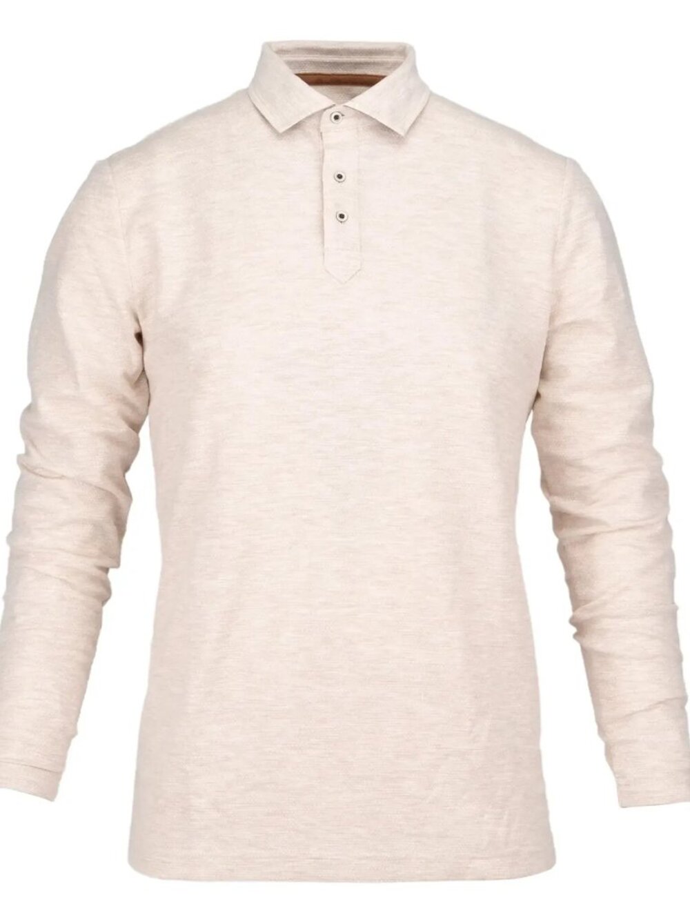 Guide London Cream Pique Knit Long Sleeve Polo/1225